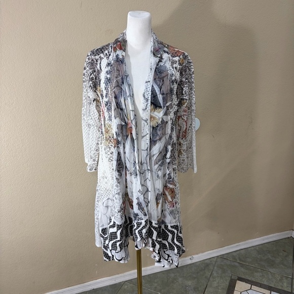 Kamana Sweaters - Kamana Womens BOHO Multi color Open Front Mesh Sheer Cardigan/Top Sz L Fairycore